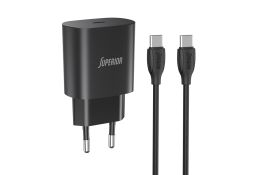 Kućni punjač Superior CO-DC24 Fast PD 25W 3A Type C na Type C crni